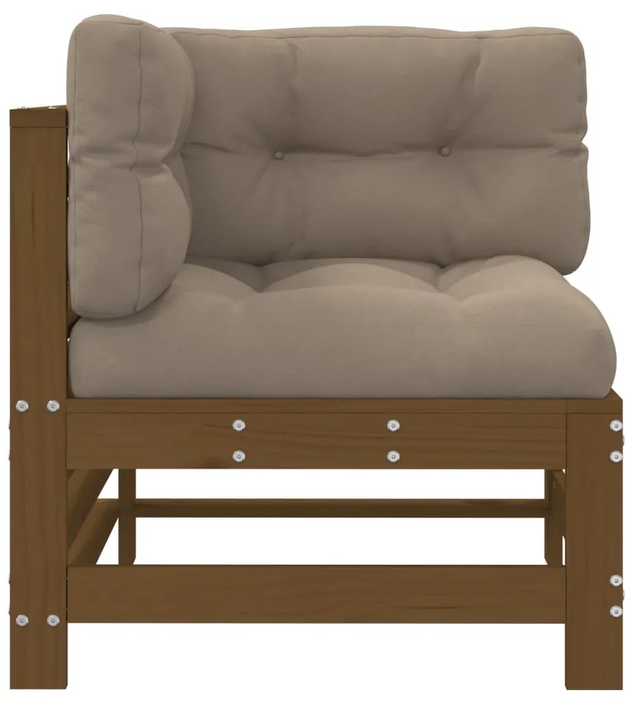 vidaXL Καναπέδες Γωνιακοί με Μαξιλάρια 2 τεμ. Μελί Μασίφ Ξύλο Πεύκου