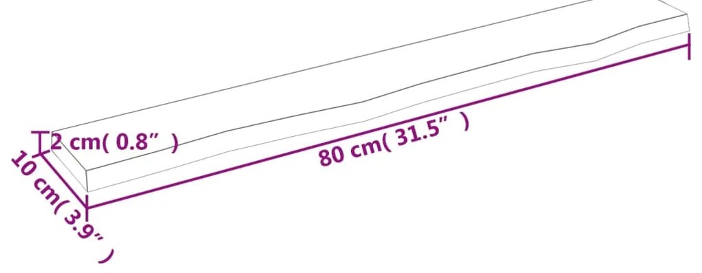 vidaXL Ράφι Τοίχου 80 x 10 x 2 εκ. από Ακατέργαστο Μασίφ Ξύλο Δρυός