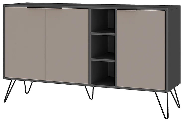 Μπουφές Clara Megapap χρώμα ανθρακί - ανοιχτή μόκα 142x35,6x83εκ.