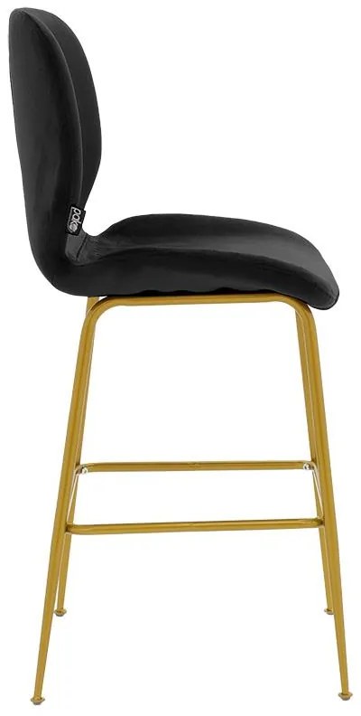 Σκαμπό bar Impel μεταλλικό χρυσό-βελούδο μαύρο 2αδα 48x61x103 εκ.