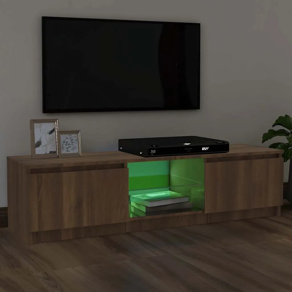 vidaXL Έπιπλο Τηλεόρασης με LED Καφέ Δρυς 120x30x36 εκ.