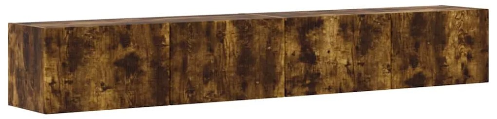 vidaXL Ντουλάπι Τηλεόρασης Τοίχου Επιτοίχιο 2 pcs Καπνιστό Δρύς