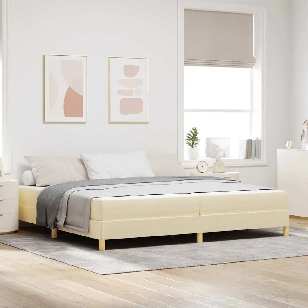 vidaXL Κρεβάτι με ελατήρια Κρέμα, Καφέ 200 x 200 cm