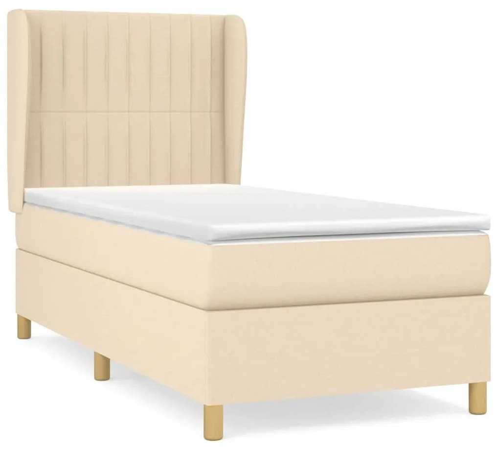 Κρεβάτι Boxspring με Στρώμα Κρεμ 80 x 200 εκ. Υφασμάτινο - Κρεμ