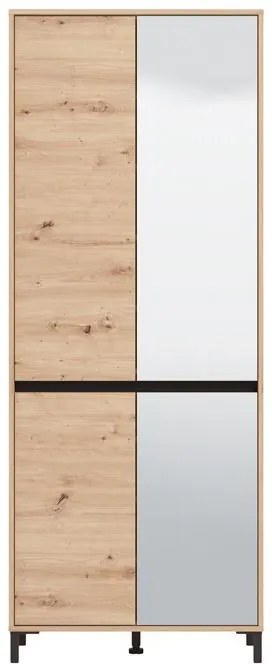 Παπουτσοθήκη - Ντουλάπα Flannan 2K4V 2OG Artisan Oak - Μαύρο Μάτ 80x40x205 εκ. 80x40x205 εκ.
