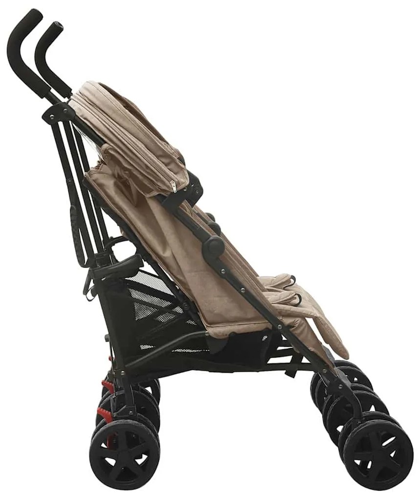 vidaXL Καρότσι Διδύμων Taupe Ατσάλινο