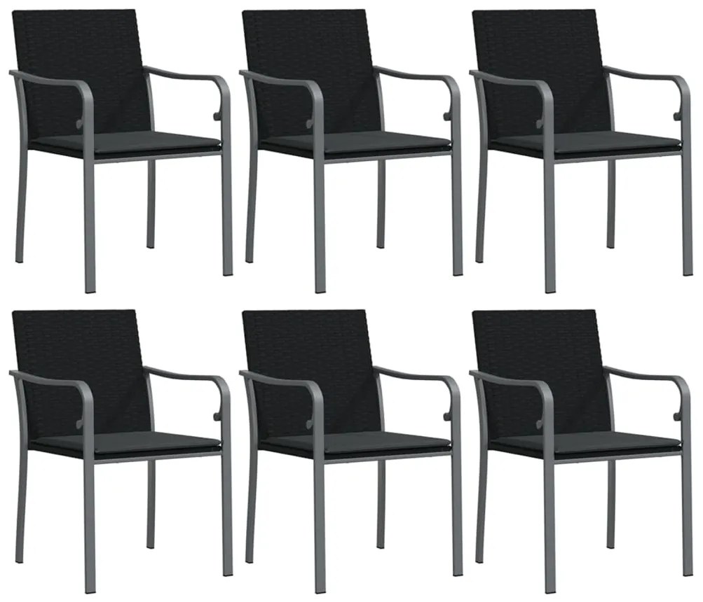 vidaXL Σετ Τραπεζαρίας Κήπου 7 τεμ. Συνθ. Ρατάν / Ατσάλι με Μαξιλάρια