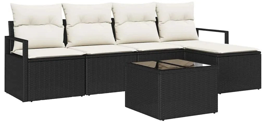 vidaXL Σετ Καναπέ Κήπου 6 pcs Καφέ, Κρέμα Πολυ rattan, βαμμένο ατσάλι