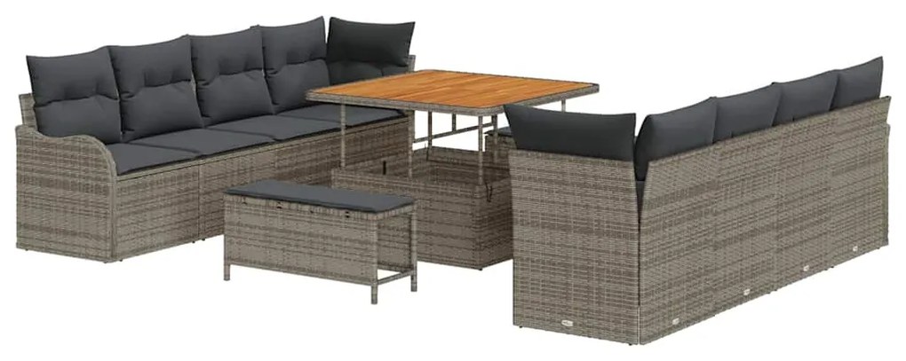 vidaXL Σετ Καναπέ Κήπου με μαξιλάρι 11 pcs Γκρι 100 x 100 x 71 cm