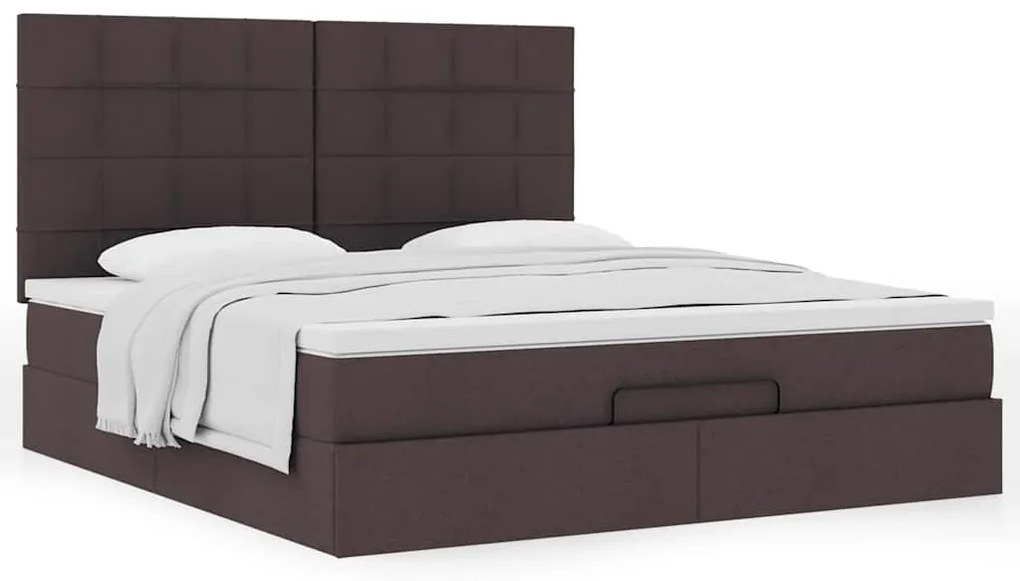 Οθωμανικό κρεβάτι με στρώμα σκούρο καφέ 180x200cm ύφασμα 3313178