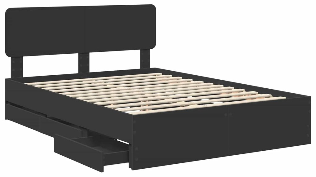 vidaXL Σκελετός Κρεβατιού Μαύρο 160 x 200 cm Μηχανήματος Ξύλο