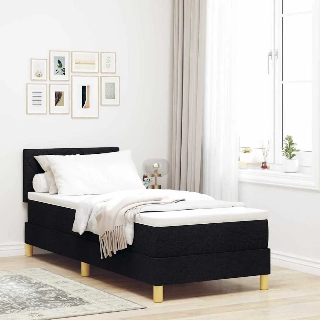 vidaXL Κρεβάτι box spring με στρώμα με στρώμα Μαύρο 80 x 200 cm ύφασμα