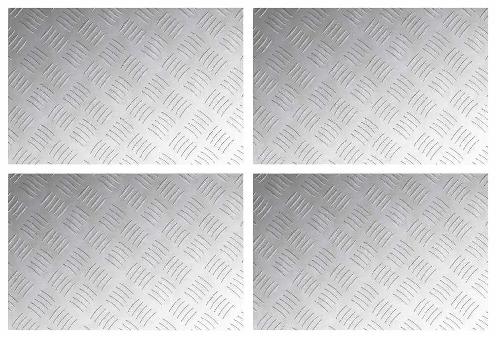 vidaXL Επιφάνειες Καρό 4 pcs Ασημί 60 x 40 cm Αλουμίνιο