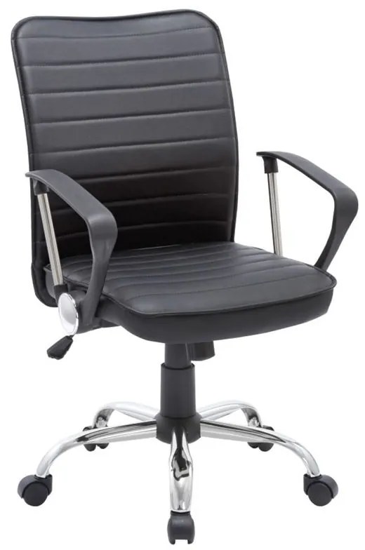 WOODWELL ΕΟ219BF3450 Πολυθρόνα Γραφείου Μέταλλο Βάση Χρώμιο, Pvc Μαύρο 60x62x93/103cm ΕΟ219