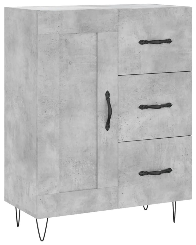 vidaXL Ντουλάπι Γκρι Σκυροδέματος 69,5x34x180 εκ. Επεξεργασμένο Ξύλο