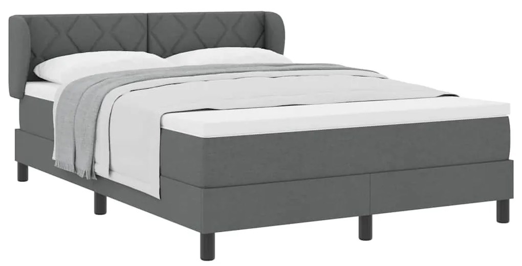 vidaXL Κρεβάτι box spring με στρώμα Σκούρο γκρι 140 x 200 cm ύφασμα