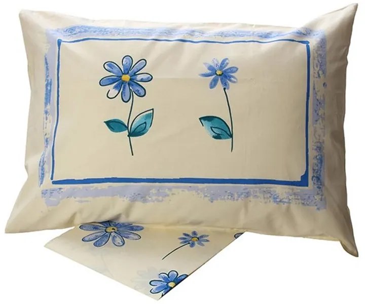 Σεντόνια Μονά 160x260 Σετ 3 Τεμ. Sunshine Home Cotton Feelings εμπριμέ 4031 Blue