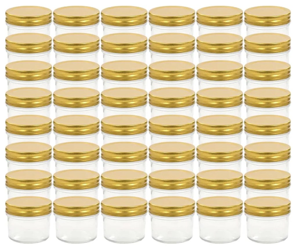 vidaXL Βάζα Μαρμελάδας 48 τεμ. 110 ml Γυάλινα με Χρυσά Καπάκια