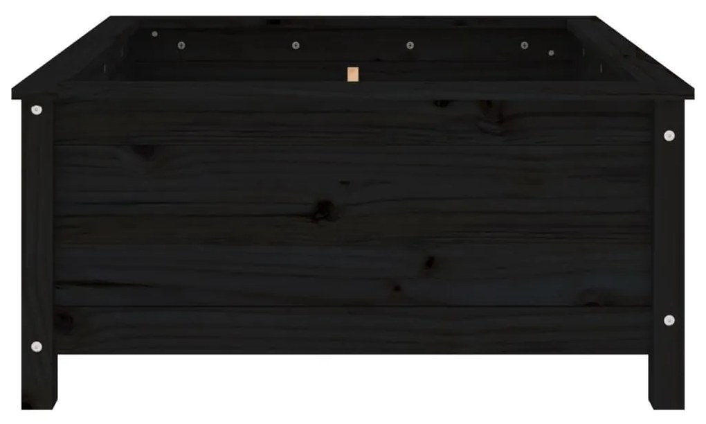 Ζαρντινιέρα Μαύρη 82,5 x 82,5 x 39 εκ. από Μασίφ Ξύλο Πεύκου - Μαύρο
