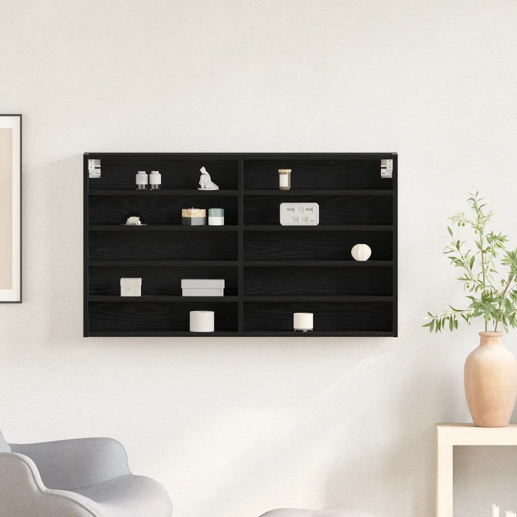vidaXL Βιτρίνα Μαύρη Βελανιδιά 100x15x58 εκ. Επεξεργασμένο ξύλο
