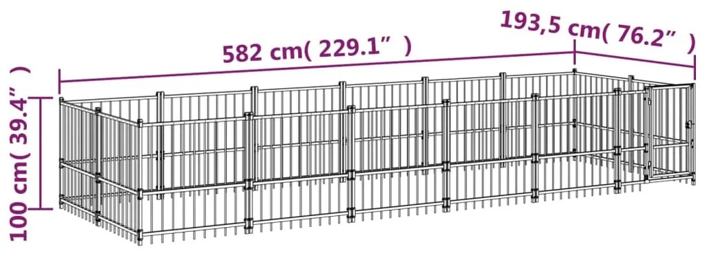 vidaXL Κλουβί Σκύλου Εξωτερικού Χώρου 11,27 μ² από Ατσάλι