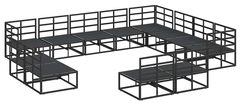 vidaXL Σετ Καναπέ Κήπου με μαξιλάρι 12 pcs Μαύρο Αλουμίνιο