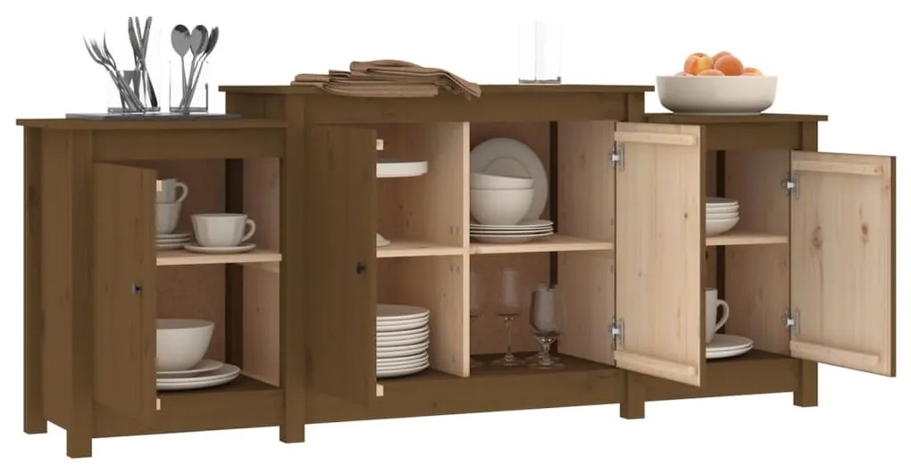 vidaXL Ντουλάπι Καφέ Μελί 164x37x68 εκ. από Μασίφ Ξύλο Πεύκου
