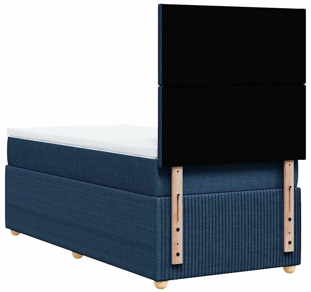 vidaXL Κρεβάτι Boxspring με Στρώμα Μπλε 100 x 200 εκ. Υφασμάτινο