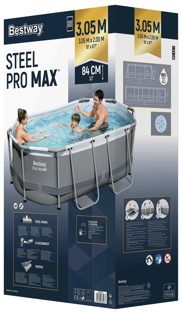 Best Way Bestway Steel Pro Max Υπόγεια Πισίνα Οβάλ 305x200x84 εκ