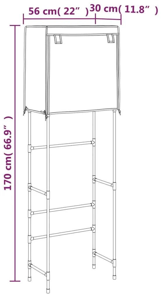 Ραφιέρα 2 Επιπέδων για Τουαλέτα Καφέ 56x30x170 εκ. από Σίδερο - Κρεμ