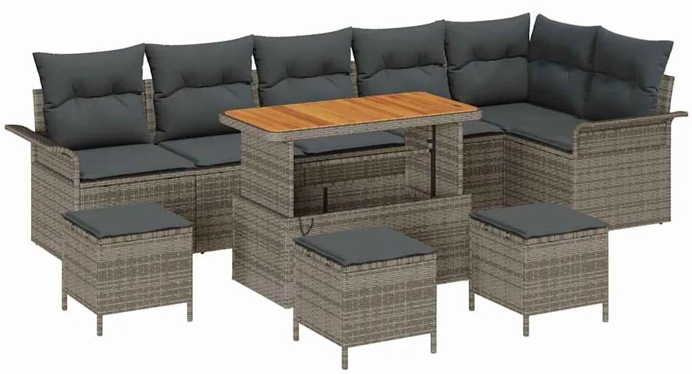 vidaXL Σετ Καναπέ Κήπου με μαξιλάρι 10 pcs Γκρι συνθετικό ρατάν