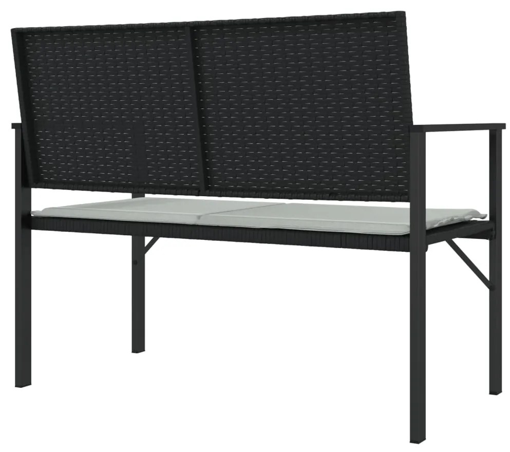 vidaXL Παγκάκι Κήπου Διθέσιο Μαύρο από Συνθετικό Ρατάν με Μαξιλάρι