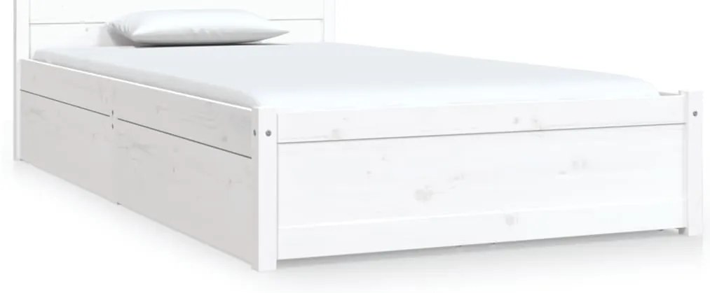 vidaXL Πλαίσιο Κρεβατιού με Συρτάρια Λευκό 90 x 190 εκ Single