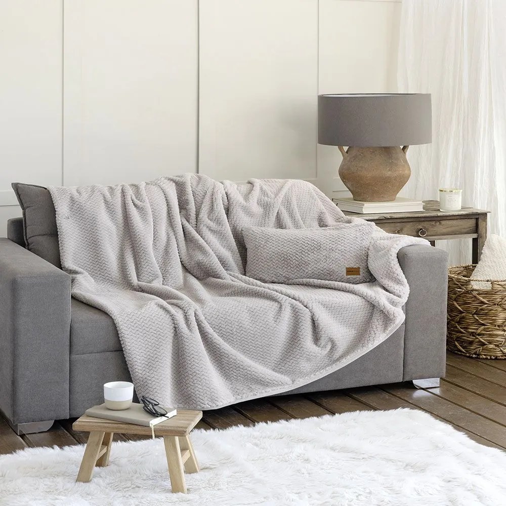 Ριχτάρι Αντιολισθητικό Snuggle Light Gray Nima Τριθέσιο 180x300cm Πολυέστερ