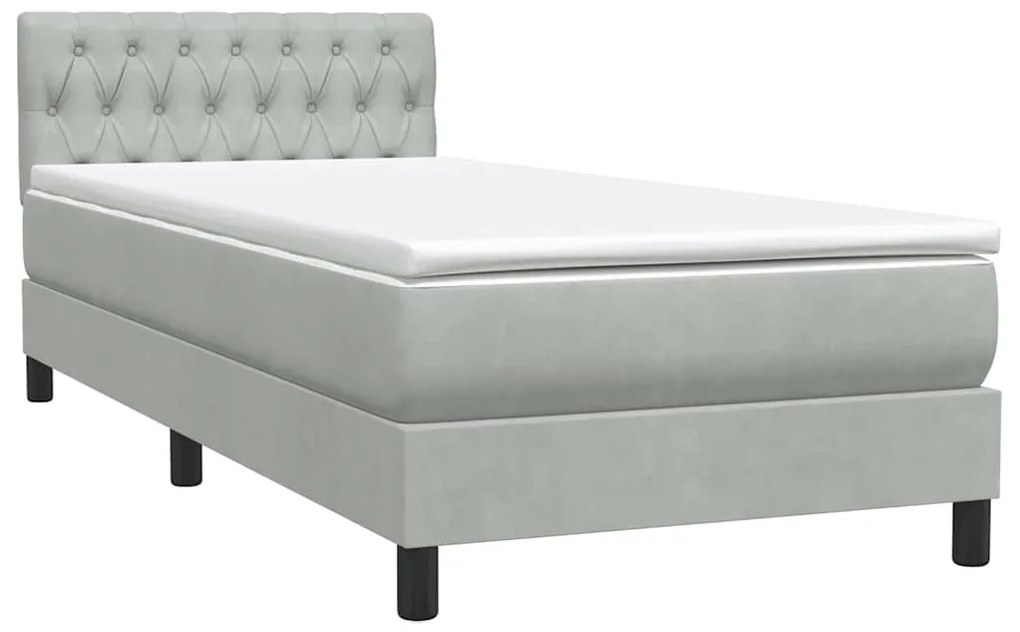 BOX SPRING ΚΡΕΒΑΤΙ ΜΕ ΣΤΡΩΜΑ ΑΝΟΙΧΤΟ ΓΚΡΙ 90X210 CM ΒΕΛΟΥΔΙΝΟ 3317151