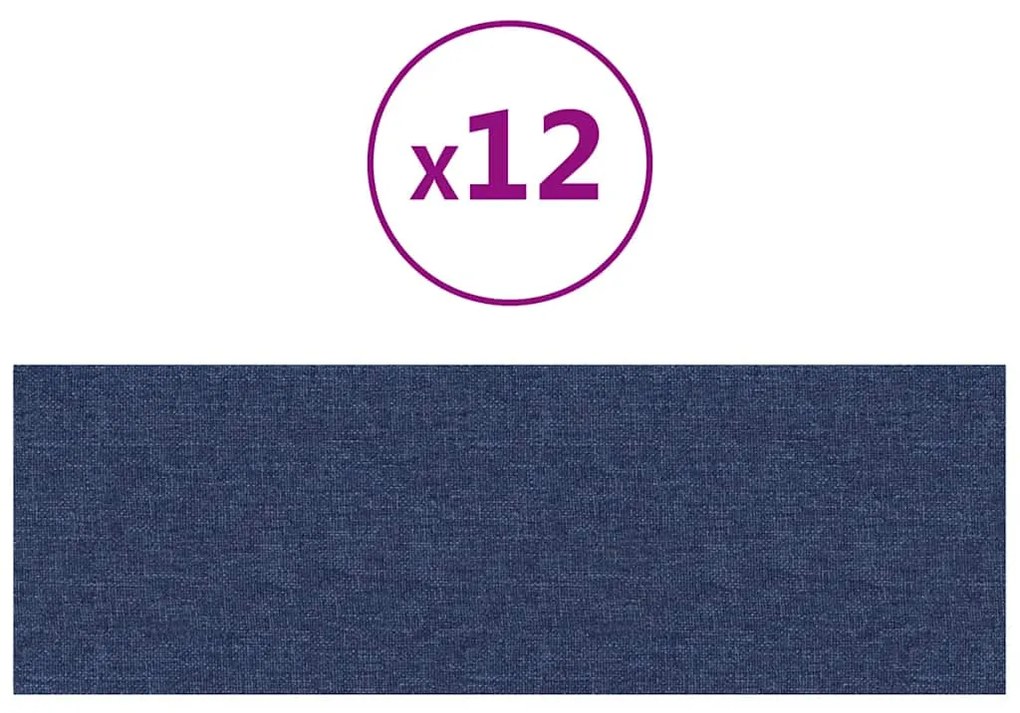 vidaXL Πάνελ Τοίχου 12 τεμ. Μπλε 90 x 30 εκ. 3,24 μ Υφασμα