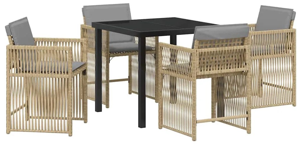 vidaXL Σέτ φαγητού για κήπο 5 pcs Μπεζ συνθετικό ρατάν