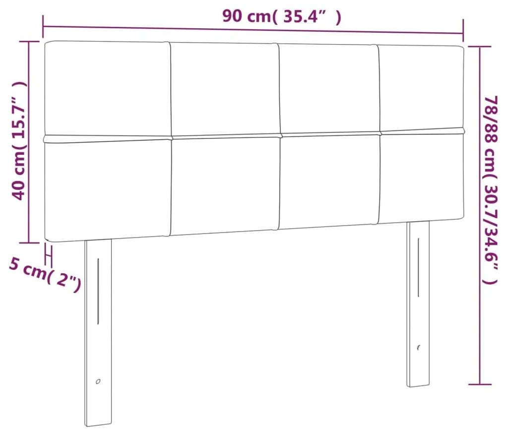 Κεφαλάρι Κρεβατιού LED Μαύρο 90x5x78/88 εκ. Βελούδινο - Μαύρο