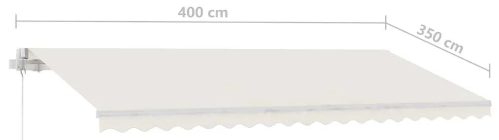 Τέντα Συρόμενη Χειροκίνητη με LED Κρεμ 400 x 350 εκ. - Κρεμ