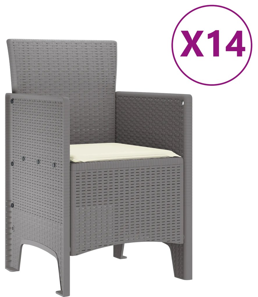 vidaXL Σετ Τραπεζαρίας Κήπου 15 pcs Ανοιχτό γκρι 14 Θέσεων