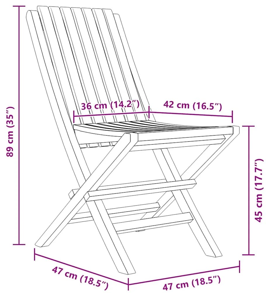 vidaXL Καρέκλες Κήπου Πτυσσόμενες 6 τεμ. 47x47x89 εκ. Μασίφ Ξύλο Teak
