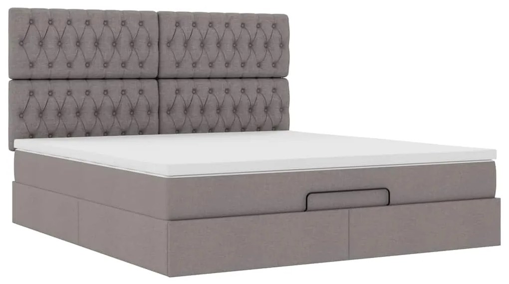 vidaXL Οθωμανικό κρεβάτι με στρώμα Taupe 180x200cm ύφασμα