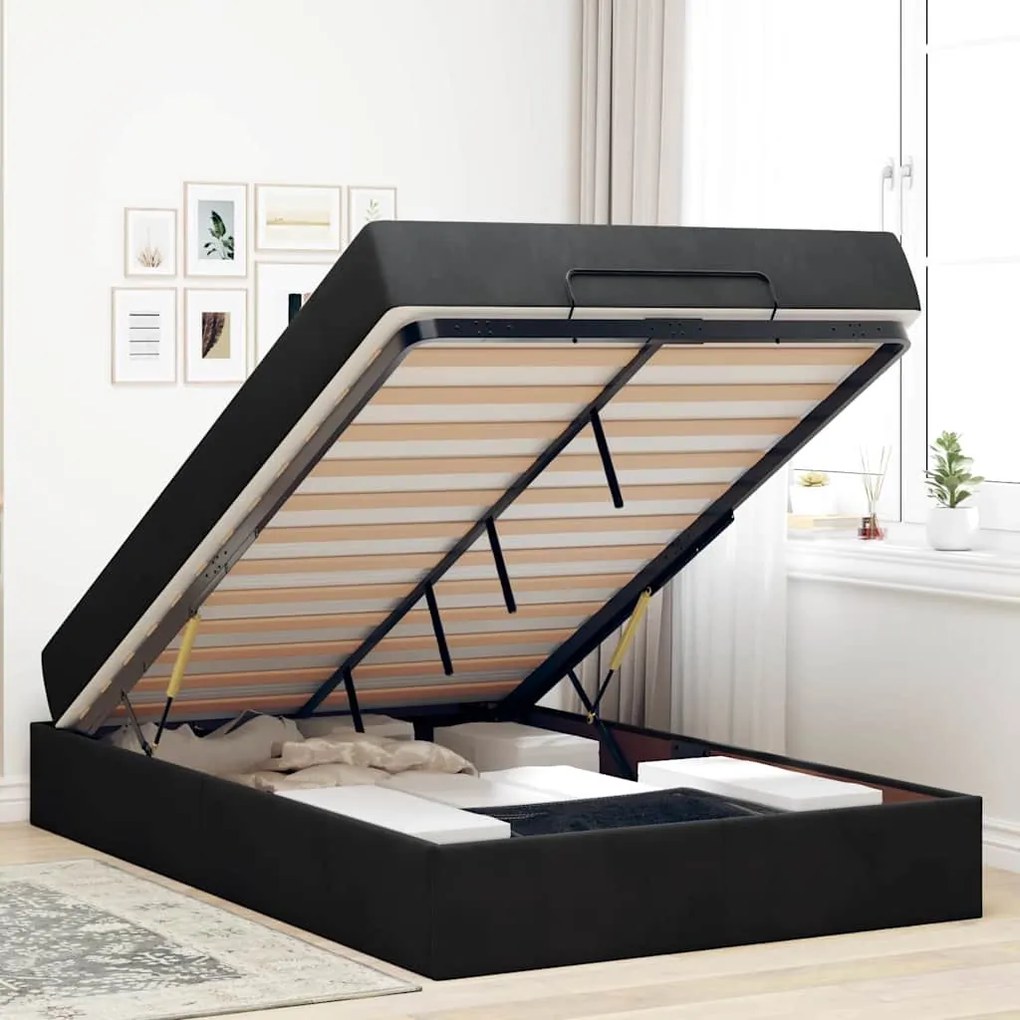 vidaXL Σκελετός Κρεβατιού με στρώμα Μαύρο 140 x 190 cm Βελούδο