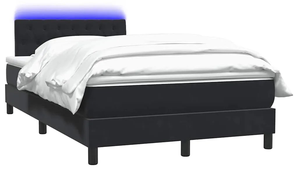 vidaXL Κρεβάτι Boxspring με Στρώμα Μαύρο 1120x210 εκ. Βελούδινο