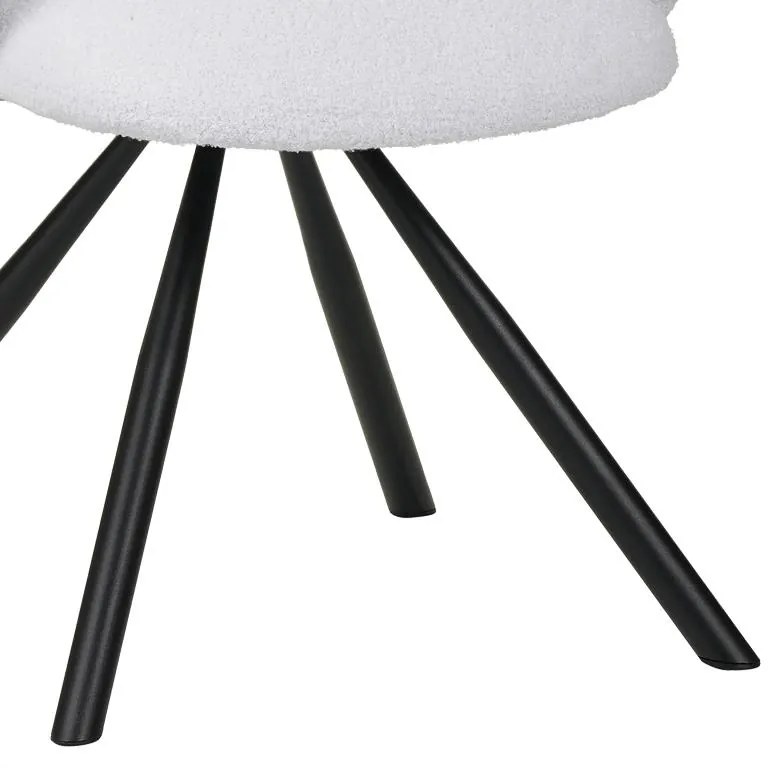 Καρέκλα - Πολυθρόνα Garzele Inart λευκό μπουκλέ ύφασμα-πόδι μαύρο μέταλλο 68x66x82.5εκ 68x66x82.5 εκ.