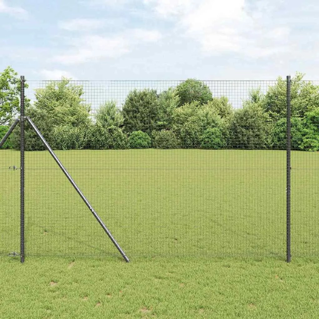 vidaXL Φράχτης με Στήλες. Γκρι 1.5 x 25 m Ατσάλι
