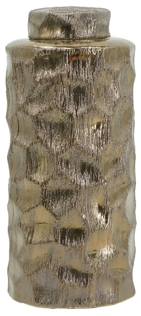 Artekko Lidded Μπρονζέ Κεραμικό Διακοσμητικό Δοχείο Βάζο με Καπάκι (14x14x32.5)cm Artekko 61005