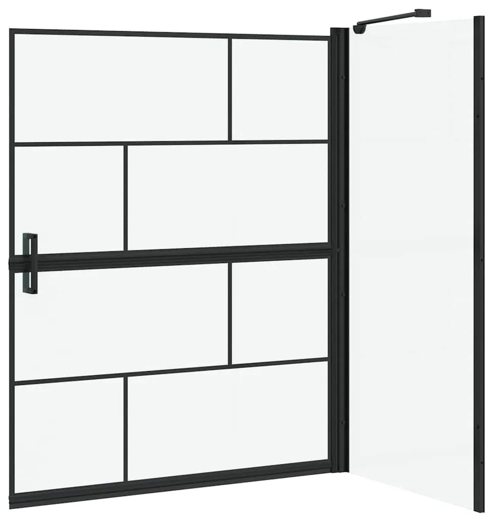 vidaXL Οθόνη ντους μπάνιου Μαύρο και Διαφανές 116 x 68 x 128 εκ.