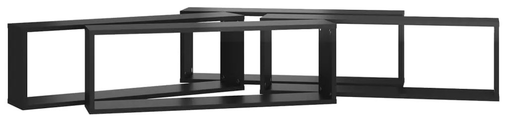 vidaXL Ράφια Κύβοι Τοίχου 4 τεμ. Γυαλ. Μαύρο 80x15x26,5εκ. Μοριοσανίδα