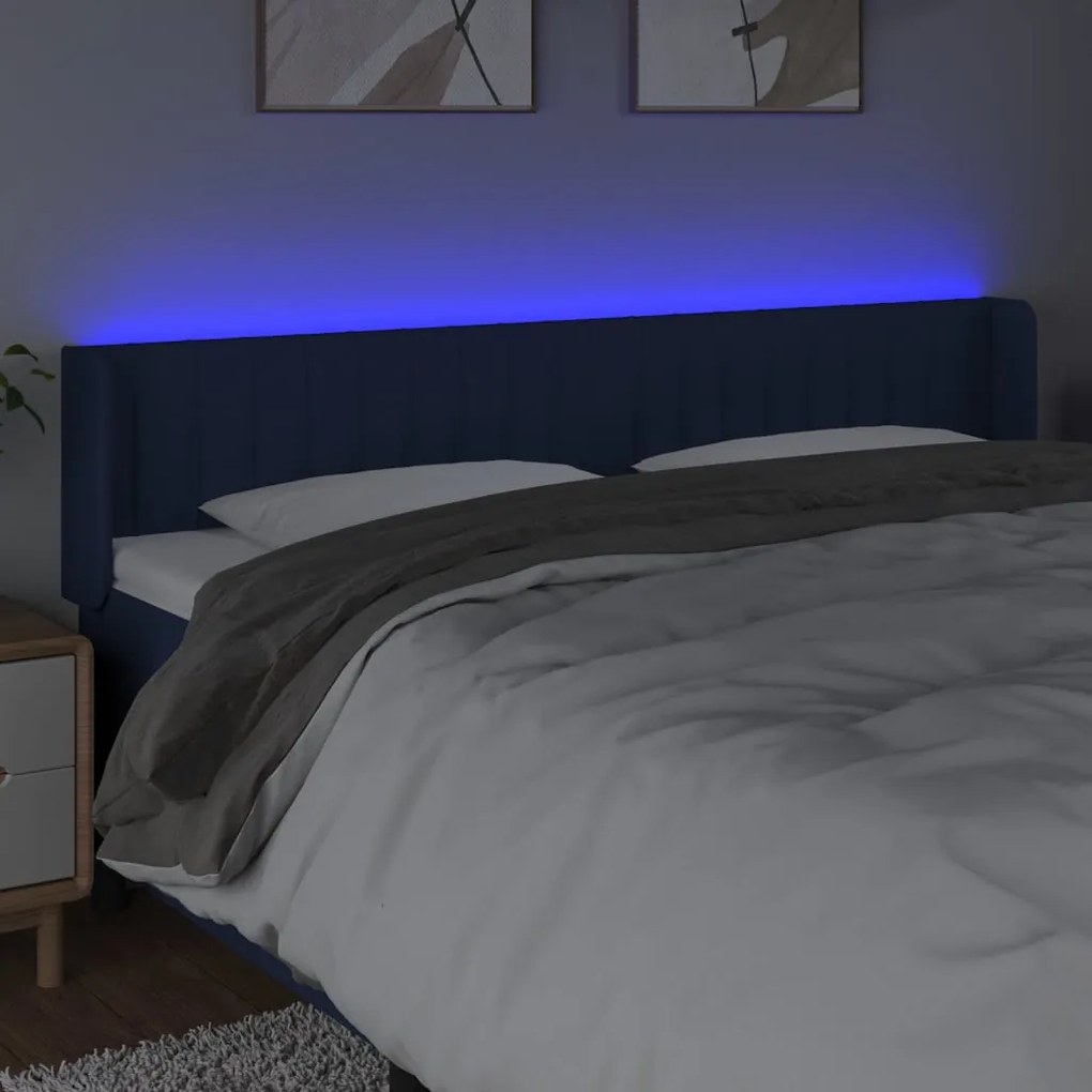 vidaXL Κεφαλάρι Κρεβατιού LED Μπλε 163x16x78/88 εκ. Υφασμάτινο